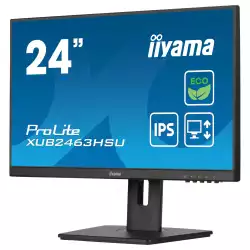 Монитор IIYAMA XUB2463HSU-B1, 23.8" IPS LED panel, AG, 16:9, FHD 1920x1080, 3ms, 100Hz, 250cd/m2, 1300:1, 80M:1, HDMI, DP, 2x USB, Speakers, Blue light reducer, Flicker free, HAS, Swivel, Tilt, Pivot, EPEAT Silver, VESA 100, Black, Energy Class B