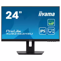 Монитор IIYAMA XUB2463HSU-B1, 23.8" IPS LED panel, AG, 16:9, FHD 1920x1080, 3ms, 100Hz, 250cd/m2, 1300:1, 80M:1, HDMI, DP, 2x USB, Speakers, Blue light reducer, Flicker free, HAS, Swivel, Tilt, Pivot, EPEAT Silver, VESA 100, Black, Energy Class B