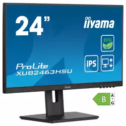 Монитор IIYAMA XUB2463HSU-B1, 23.8" IPS LED panel, AG, 16:9, FHD 1920x1080, 3ms, 100Hz, 250cd/m2, 1300:1, 80M:1, HDMI, DP, 2x USB, Speakers, Blue light reducer, Flicker free, HAS, Swivel, Tilt, Pivot, EPEAT Silver, VESA 100, Black, Energy Class B