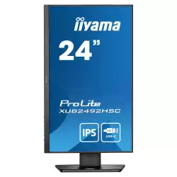 Монитор IIYAMA XUB2492HSC-B5, 24", 3-side borderless, IPS Panel, AntiGlare, 16:9, 1920x1080, 250cd/m2, 1000:1, 80M:1, 4ms, Blue light reducer, Flicker free, Speakers, HDMI, DisplayPort, USB-C (PD 65W), 2x USB 3.0, HAS, Swivel, Pivot, Tilt, VESA 100, Black