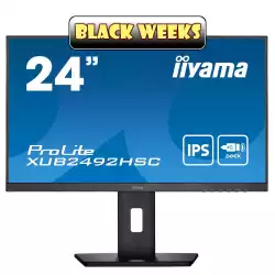 Монитор IIYAMA XUB2492HSC-B5, 24&quot;, 3-side borderless, IPS Panel, AntiGlare, 16:9, 1920x1080, 250cd/m2, 1000:1, 80M:1, 4ms, Blue light reducer, Flicker free, Speakers, HDMI, DisplayPort, USB-C (PD 65W), 2x USB 3.0, HAS, Swivel, Pivot, Tilt, VESA 100, Black                          