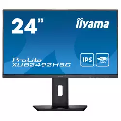 Монитор IIYAMA XUB2492HSC-B5, 24", 3-side borderless, IPS Panel, AntiGlare, 16:9, 1920x1080, 250cd/m2, 1000:1, 80M:1, 4ms, Blue light reducer, Flicker free, Speakers, HDMI, DisplayPort, USB-C (PD 65W), 2x USB 3.0, HAS, Swivel, Pivot, Tilt, VESA 100, Black