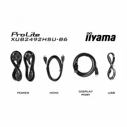 Монитор IIYAMA XUB2492HSU-B6, 23.8 inch, IPS LED panel, Anti-Glare, 16:9, 1920x1080, 250cd/m2, 1300:1, 0.4ms, 80M:1, Flicker free, Blue light reducer, FreeSync, HDMI, DP, 4x USB, Speakers, HAS, Swivel, Tilt, Pivot, VESA 100, Black