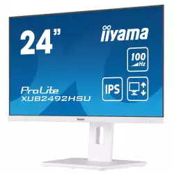 Монитор IIYAMA XUB2492HSU-W6, 23.8", IPS LED panel, 3-side borderless, AntiGlare, 16:9, FHD 1920x1080, 250 cd/m2, 1300:1, 100Hz, 0.4ms, Blue light reducer, Flicker free, FreeSync support, i-Style colour, HDMI, DisplayPort, 4x USB, Audio out, Speakers, HAS, Swivel, Tilt, Pivot, VESA 100, Бял