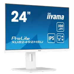 Монитор IIYAMA XUB2492HSU-W6, 23.8", IPS LED panel, 3-side borderless, AntiGlare, 16:9, FHD 1920x1080, 250 cd/m2, 1300:1, 100Hz, 0.4ms, Blue light reducer, Flicker free, FreeSync support, i-Style colour, HDMI, DisplayPort, 4x USB, Audio out, Speakers, HAS, Swivel, Tilt, Pivot, VESA 100, Бял