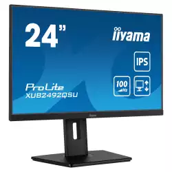 Монитор IIYAMA XUB2492QSU-B1, 23.8", IPS LED panel, Anti-Glare, 16:9, 2K QHD 2560x1440, 300cd/m2, 1000:1, 0.5ms, 80M:1, Flicker free, Blue light reducer, FreeSync, HDMI, DP, USB-C, 2x USB, Speakers, HAS, Swivel, Tilt, Pivot, VESA 100, Black