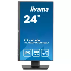Монитор IIYAMA XUB2493HSU-B6, 23.8" IPS LED panel, AntiGlare, 16:9, FHD 1920x1080, 250cd/m2, 1000:1, 80M:1, 100Hz, 1ms, FreeSync support, Flicker free, i-Style colour, HDMI, DisplayPort, 2x USB, Audio out, Speakers, HAS, Swivel, Tilt, Pivot, VESA 100, Black