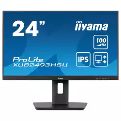 Монитор IIYAMA XUB2493HSU-B6, 23.8" IPS LED panel, AntiGlare, 16:9, FHD 1920x1080, 250cd/m2, 1000:1, 80M:1, 100Hz, 1ms, FreeSync support, Flicker free, i-Style colour, HDMI, DisplayPort, 2x USB, Audio out, Speakers, HAS, Swivel, Tilt, Pivot, VESA 100, Black