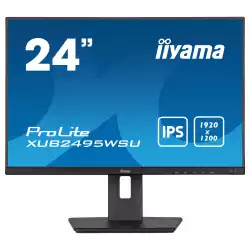 Монитор IIYAMA XUB2495WSU-B5, 24.1", IPS Panel, AntiGlare, 3-side borderless, 16:10, 1920x1200, 300cd/m2, 1000:1, 5M:1, 5ms, Blue light reducer, Flicker free, i-Style colour, VGA, HDMI, DisplayPort, 4x USB, HAS, Swivel, Pivot, Tilt, VESA 100, Black