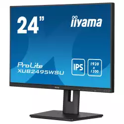 Монитор IIYAMA XUB2495WSU-B5, 24.1", IPS Panel, AntiGlare, 3-side borderless, 16:10, 1920x1200, 300cd/m2, 1000:1, 5M:1, 5ms, Blue light reducer, Flicker free, i-Style colour, VGA, HDMI, DisplayPort, 4x USB, HAS, Swivel, Pivot, Tilt, VESA 100, Black