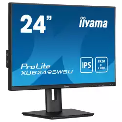 Монитор IIYAMA XUB2495WSU-B5, 24.1", IPS Panel, AntiGlare, 3-side borderless, 16:10, 1920x1200, 300cd/m2, 1000:1, 5M:1, 5ms, Blue light reducer, Flicker free, i-Style colour, VGA, HDMI, DisplayPort, 4x USB, HAS, Swivel, Pivot, Tilt, VESA 100, Black
