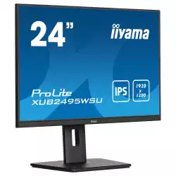 Монитор IIYAMA XUB2495WSU-B7, 24.1" IPS LED panel, AG, 16:10, WUXGA 1920 x 1200, 300cd/m2, 1000:1, 80M:1, 4ms, 75Hz, Flicker free, HDMI, DP, 3x USB, USB-C, Speakers, HAS, Swivel, Tilt, Pivot, VESA 100, Black
