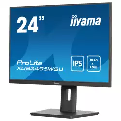 Монитор IIYAMA XUB2495WSU-B7, 24.1" IPS LED panel, AG, 16:10, WUXGA 1920 x 1200, 300cd/m2, 1000:1, 80M:1, 4ms, 75Hz, Flicker free, HDMI, DP, 3x USB, USB-C, Speakers, HAS, Swivel, Tilt, Pivot, VESA 100, Black
