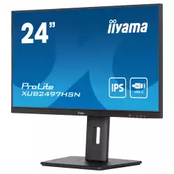Монитор IIYAMA XUB2497HSN-B1, 23.8", IPS LED panel, 16:9, FHD 1920x1080, 1ms, 250cd/m2, 1300:1, 100Hz, Flicker free, Adaptive Sync, HDMI, DP, 4x USB, USB-C, LAN, Docking, Speakers, HAS, Swivel, Tilt, Pivot, VESA 100, Black