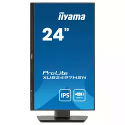 Монитор IIYAMA XUB2497HSN-B1, 23.8", IPS LED panel, 16:9, FHD 1920x1080, 1ms, 250cd/m2, 1300:1, 100Hz, Flicker free, Adaptive Sync, HDMI, DP, 4x USB, USB-C, LAN, Docking, Speakers, HAS, Swivel, Tilt, Pivot, VESA 100, Black