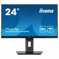 Монитор IIYAMA XUB2497HSN-B1, 23.8", IPS LED panel, 16:9, FHD 1920x1080, 1ms, 250cd/m2, 1300:1, 100Hz, Flicker free, Adaptive Sync, HDMI, DP, 4x USB, USB-C, LAN, Docking, Speakers, HAS, Swivel, Tilt, Pivot, VESA 100, Black