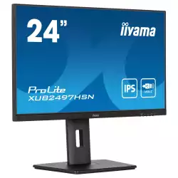 Монитор IIYAMA XUB2497HSN-B1, 23.8", IPS LED panel, 16:9, FHD 1920x1080, 1ms, 250cd/m2, 1300:1, 100Hz, Flicker free, Adaptive Sync, HDMI, DP, 4x USB, USB-C, LAN, Docking, Speakers, HAS, Swivel, Tilt, Pivot, VESA 100, Black