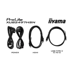 Монитор IIYAMA XUB2497HSN-W2, 23.8", IPS LED panel, 16:9, FHD 1920x1080, 1ms, 300cd/m2, 1300:1, 100Hz, Flicker free, Adaptive Sync, HDMI, DP, 4x USB, USB-C, LAN, DP Out, Docking, Speakers, HAS, Swivel, Tilt, Pivot, VESA 100, White