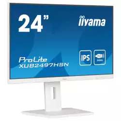 Монитор IIYAMA XUB2497HSN-W2, 23.8", IPS LED panel, 16:9, FHD 1920x1080, 1ms, 300cd/m2, 1300:1, 100Hz, Flicker free, Adaptive Sync, HDMI, DP, 4x USB, USB-C, LAN, DP Out, Docking, Speakers, HAS, Swivel, Tilt, Pivot, VESA 100, White
