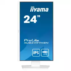 Монитор IIYAMA XUB2497HSN-W2, 23.8", IPS LED panel, 16:9, FHD 1920x1080, 1ms, 300cd/m2, 1300:1, 100Hz, Flicker free, Adaptive Sync, HDMI, DP, 4x USB, USB-C, LAN, DP Out, Docking, Speakers, HAS, Swivel, Tilt, Pivot, VESA 100, White