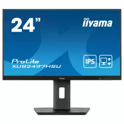 Монитор IIYAMA XUB2497HSU-B1, 23.8", IPS LED panel, 16:9, FHD 1920x1080, 1ms, 250cd/m2, 1300:1, 100Hz, Flicker free, Adaptive Sync, HDMI, DP, 2x USB, Speakers, HAS, Swivel, Tilt, Pivot, VESA 100, Black