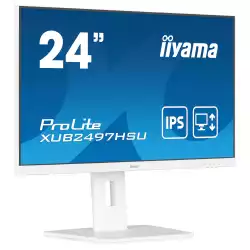 Монитор IIYAMA XUB2497HSU-W2, 23.8", IPS panel, AG, 16:9, FHD 1920x1080, 300cd/m2, 1300:1, 100Hz, 1ms, Flicker free, i-Style colour, Adaptive Sync, HDMI, DP, 2x USB, Audio out, Speakers, HAS, Swivel, Tilt, Pivot, VESA 100, White                          