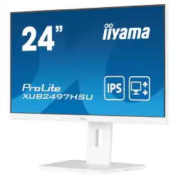 Монитор IIYAMA XUB2497HSU-W2, 23.8", IPS panel, AG, 16:9, FHD 1920x1080, 300cd/m2, 1300:1, 100Hz, 1ms, Flicker free, i-Style colour, Adaptive Sync, HDMI, DP, 2x USB, Audio out, Speakers, HAS, Swivel, Tilt, Pivot, VESA 100, White