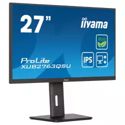 Монитор IIYAMA XUB2763QSU-B1, 27" IPS LED panel, AG, 16:9, QHD 2560x1440, 2ms, 100Hz, 350cd/m2, 1500:1, 80M:1, HDMI, DP, 2x USB, Speakers, Blue light reducer, Flicker free, Adaptive Sync, HAS, Swivel, Tilt, Pivot, EPEAT Silver, VESA 100, Black, Energy Class B