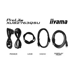 Монитор IIYAMA XUB2763QSU-B1, 27" IPS LED panel, AG, 16:9, QHD 2560x1440, 2ms, 100Hz, 350cd/m2, 1500:1, 80M:1, HDMI, DP, 2x USB, Speakers, Blue light reducer, Flicker free, Adaptive Sync, HAS, Swivel, Tilt, Pivot, EPEAT Silver, VESA 100, Black, Energy Class B