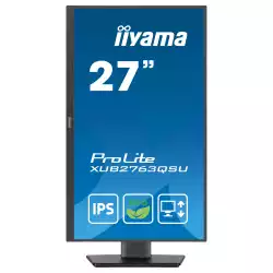Монитор IIYAMA XUB2763QSU-B1, 27" IPS LED panel, AG, 16:9, QHD 2560x1440, 2ms, 100Hz, 350cd/m2, 1500:1, 80M:1, HDMI, DP, 2x USB, Speakers, Blue light reducer, Flicker free, Adaptive Sync, HAS, Swivel, Tilt, Pivot, EPEAT Silver, VESA 100, Black, Energy Class B