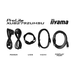 Монитор IIYAMA XUB2792UHSU-B6, 27", IPS panel, AG, UHD 3840x2160, 16:9, 350cd/m2, 1300:1, 80M:1, 4ms, HDMI, DisplayPort, 4x USB, HDCP, Audio Out, Speakers, Blue light reducer, Flicker free, Dynamic Power Saving, HAS, Swivel, Tilt, Pivot, VESA 100, Black