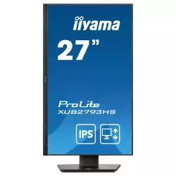Монитор IIYAMA XUB2793HS-B7, 27", IPS panel, 3-side borderless, AG, 16:9, FHD 1920x1080, 100 Hz, 1ms, 300cdm, 1300:1, Adaptive Sync, Flicker free, Blue light reducer, HDMI, DisplayPort, Audio out, Speakers, HAS, Swivel, Tilt, Pivot, VESA 100, Black