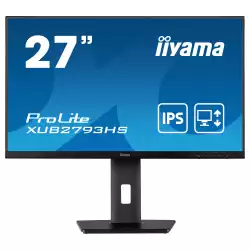 Монитор IIYAMA XUB2793HS-B7, 27", IPS panel, 3-side borderless, AG, 16:9, FHD 1920x1080, 100 Hz, 1ms, 300cdm, 1300:1, Adaptive Sync, Flicker free, Blue light reducer, HDMI, DisplayPort, Audio out, Speakers, HAS, Swivel, Tilt, Pivot, VESA 100, Black