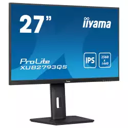 Монитор IIYAMA XUB2793QS-B7, 27", IPS panel, 3-side borderless, 16:9, AG, QHD 2560x1440, 100Hz, 1ms, 300cdm, 1300:1, Blue light reducer, Flicker free, Adaptive Sync, HDMI, DisplayPort, Audio out, Speakers, HAS, Swivel, Tilt, Pivot, VESA 100, Black