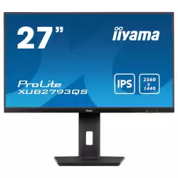 Монитор IIYAMA XUB2793QS-B7, 27", IPS panel, 3-side borderless, 16:9, AG, QHD 2560x1440, 100Hz, 1ms, 300cdm, 1300:1, Blue light reducer, Flicker free, Adaptive Sync, HDMI, DisplayPort, Audio out, Speakers, HAS, Swivel, Tilt, Pivot, VESA 100, Black