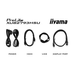 Монитор IIYAMA XUB2793QSU-B7, 27", IPS panel, AG, 16:9, QHD 2560x1440, 100Hz, 1ms, 300cd/m2, 1300:1, 80M:1, Blue light reducer, Flicker free, Adaptive Sync, i-style colour, HDMI, DP, 2x USB, Audio out, Speakers, HAS, Swivel, Tilt, Pivot, VESA 100, Black