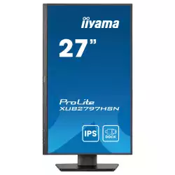 Монитор IIYAMA XUB2797HSN-B2, 27" IPS panel, Anti-Glare, 16:9, FHD 1920 x 1080, 300cd/m2, 1000:1, 80M:1, 1ms, 100Hz, Flicker free, Blue light reducer, Adaptive Sync, HDMI, DP, DP Out, USB-C, 4x USB, LAN, Speakers, HAS, Swivel, Tilt, Pivot, VESA 100, Black