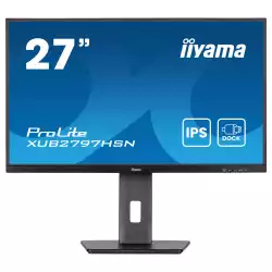 Монитор IIYAMA XUB2797HSN-B2, 27" IPS panel, Anti-Glare, 16:9, FHD 1920 x 1080, 300cd/m2, 1000:1, 80M:1, 1ms, 100Hz, Flicker free, Blue light reducer, Adaptive Sync, HDMI, DP, DP Out, USB-C, 4x USB, LAN, Speakers, HAS, Swivel, Tilt, Pivot, VESA 100, Black                          