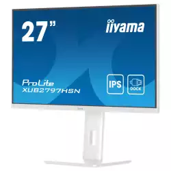 Монитор IIYAMA XUB2797HSN-W2, 27" IPS panel, Anti-Glare, 16:9, FHD 1920 x 1080, 300cd/m2, 1000:1, 80M:1, 1ms, 100Hz, Flicker free, Blue light reducer, Adaptive Sync, HDMI, DP, DP Out, USB-C, 4x USB, LAN, Speakers, HAS, Swivel, Tilt, Pivot, VESA 100, White