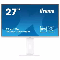 Монитор IIYAMA XUB2797HSN-W2, 27" IPS panel, Anti-Glare, 16:9, FHD 1920 x 1080, 300cd/m2, 1000:1, 80M:1, 1ms, 100Hz, Flicker free, Blue light reducer, Adaptive Sync, HDMI, DP, DP Out, USB-C, 4x USB, LAN, Speakers, HAS, Swivel, Tilt, Pivot, VESA 100, White                          