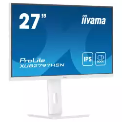 Монитор IIYAMA XUB2797HSN-W2, 27" IPS panel, Anti-Glare, 16:9, FHD 1920 x 1080, 300cd/m2, 1000:1, 80M:1, 1ms, 100Hz, Flicker free, Blue light reducer, Adaptive Sync, HDMI, DP, DP Out, USB-C, 4x USB, LAN, Speakers, HAS, Swivel, Tilt, Pivot, VESA 100, White
