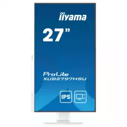 Монитор IIYAMA XUB2797HSU-W2, 27" IPS panel, Anti-Glare, 16:9, FHD 1920 x 1080, 300cd/m2, 1000:1, 80M:1, 1ms, 100Hz, Flicker free, Blue light reducer, Adaptive Sync, HDMI, DP, 2x USB, Audio out, Speakers, HAS, Swivel, Tilt, Pivot, VESA 100, White
