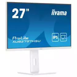 Монитор IIYAMA XUB2797HSU-W2, 27" IPS panel, Anti-Glare, 16:9, FHD 1920 x 1080, 300cd/m2, 1000:1, 80M:1, 1ms, 100Hz, Flicker free, Blue light reducer, Adaptive Sync, HDMI, DP, 2x USB, Audio out, Speakers, HAS, Swivel, Tilt, Pivot, VESA 100, White