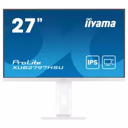 Монитор IIYAMA XUB2797HSU-W2, 27" IPS panel, Anti-Glare, 16:9, FHD 1920 x 1080, 300cd/m2, 1000:1, 80M:1, 1ms, 100Hz, Flicker free, Blue light reducer, Adaptive Sync, HDMI, DP, 2x USB, Audio out, Speakers, HAS, Swivel, Tilt, Pivot, VESA 100, White