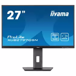 Монитор IIYAMA XUB2797QSN-B2, 27" IPS panel, Anti-Glare, WQHD 2560x1440, 16:9, 300cd/m2, 1300:1, 80M:1, 1ms, 100Hz, Flicker free, Blue light reducer, Adaptive Sync, HDMI, DP, DP Out, USB-C, 4x USB, LAN, Speakers, HAS, Swivel, Tilt, Pivot, VESA 100, Black