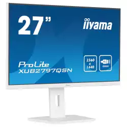 Монитор IIYAMA XUB2797QSN-W2, 27" IPS panel, AG, 16:9, WQHD 2560x1440, 1300:1, 300cd/m2, 1ms, 100Hz, Blue light reducer, Flicker free, Adaptive Sync, HDMI, DP, DP Out, USB-C, 4x USB, LAN, Speakers, HAS, Swivel, Tilt, Pivot, VESA 100, White