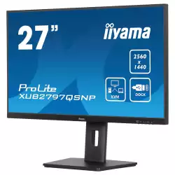 Монитор IIYAMA XUB2797QSNP-B1, 27" IPS panel, Anti-Glare, WQHD 2560x1440, 16:9, 300cd/m2, 1300:1, 80M:1, 1ms, 100Hz, Flicker free, Blue light reducer, Adaptive Sync, KVM, HDMI, DP, USB-C, 4x USB, DP Out, LAN, HAS, Swivel, Tilt, Pivot, VESA 100, Black