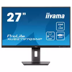 Монитор IIYAMA XUB2797QSNP-B1, 27" IPS panel, Anti-Glare, WQHD 2560x1440, 16:9, 300cd/m2, 1300:1, 80M:1, 1ms, 100Hz, Flicker free, Blue light reducer, Adaptive Sync, KVM, HDMI, DP, USB-C, 4x USB, DP Out, LAN, HAS, Swivel, Tilt, Pivot, VESA 100, Black