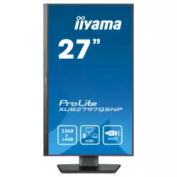 Монитор IIYAMA XUB2797QSNP-B1, 27" IPS panel, Anti-Glare, WQHD 2560x1440, 16:9, 300cd/m2, 1300:1, 80M:1, 1ms, 100Hz, Flicker free, Blue light reducer, Adaptive Sync, KVM, HDMI, DP, USB-C, 4x USB, DP Out, LAN, HAS, Swivel, Tilt, Pivot, VESA 100, Black