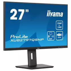 Монитор IIYAMA XUB2797QSNP-B1, 27" IPS panel, Anti-Glare, WQHD 2560x1440, 16:9, 300cd/m2, 1300:1, 80M:1, 1ms, 100Hz, Flicker free, Blue light reducer, Adaptive Sync, KVM, HDMI, DP, USB-C, 4x USB, DP Out, LAN, HAS, Swivel, Tilt, Pivot, VESA 100, Black